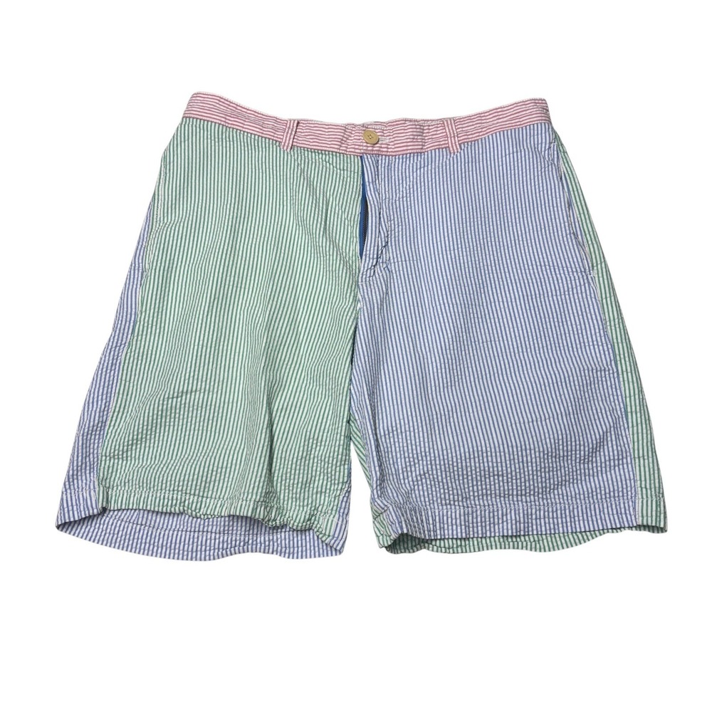 Vineyard Vines Mens 32X8 Club Short Multi Color Seersucker Patchwork Striped